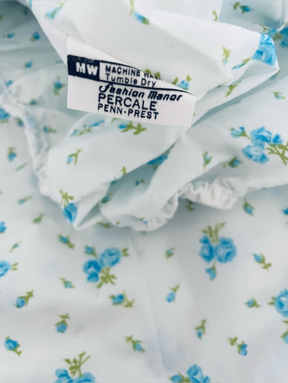 Vintage JCPENNEY Fitted Sheet Blue Roses Percale Full Sz - Picture 4 of 7